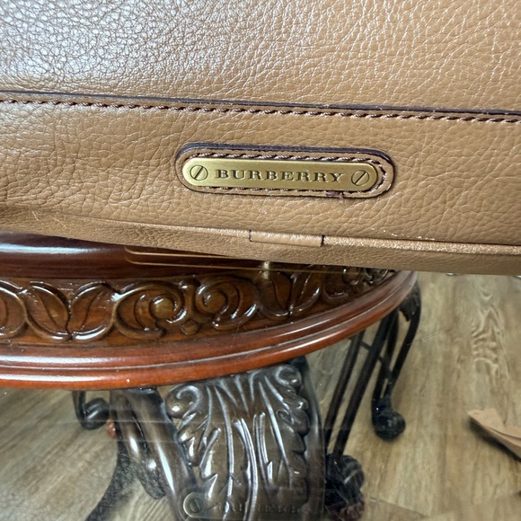 Burberry Tan Leather Satchel with Scarf Accent - Picture 6 of 13